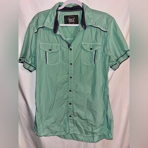 BKE Men’s XL -Fits like L- Teal Short Sleeve Button Shirt